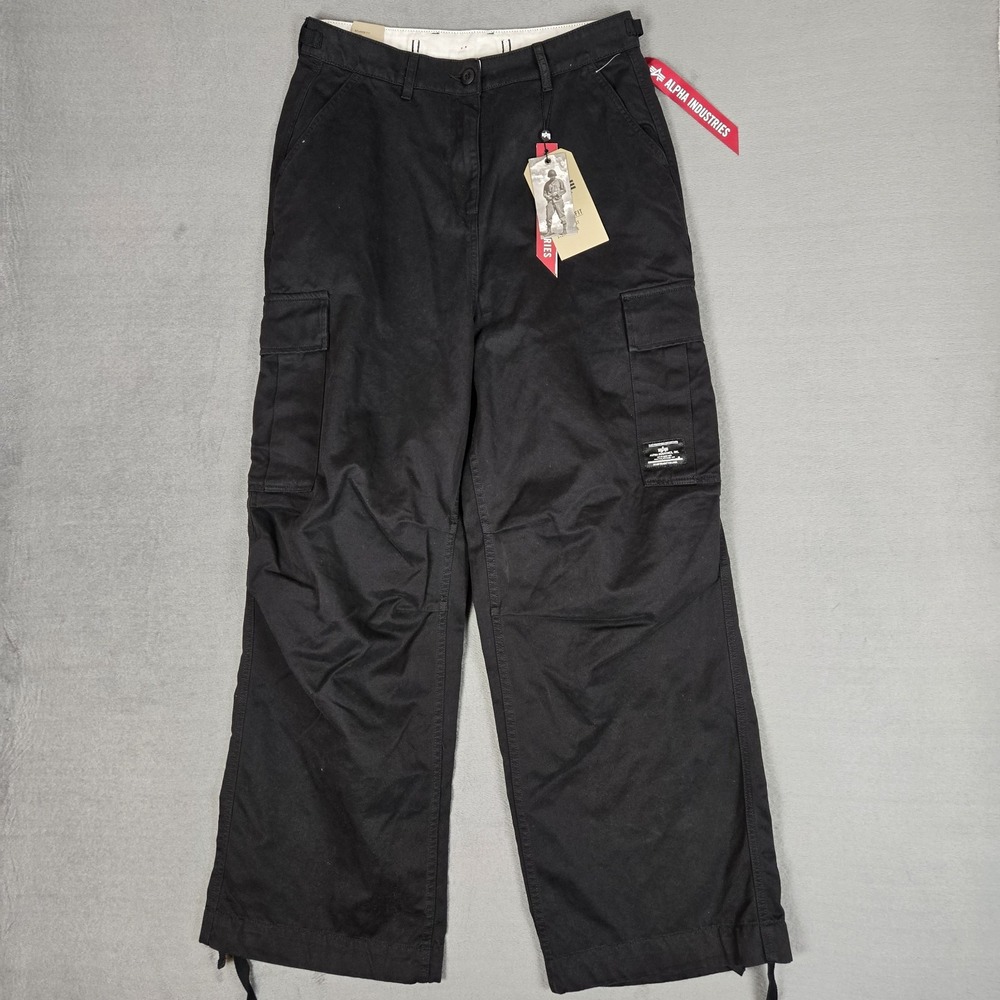 Alpha Industries M-65 Wide-Leg Pants Womens 31x32 Black Military Field Relaxed